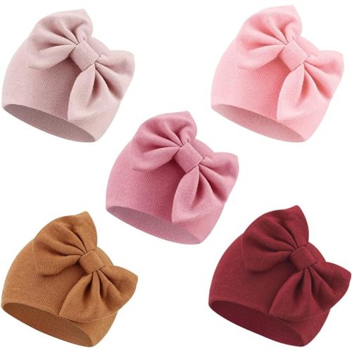Newborn Baby Girl Hats with Bow Cotton Toddler Infant Beanie Cap Newborn Hospital Hats for Baby Girl Kid 0-24 Months