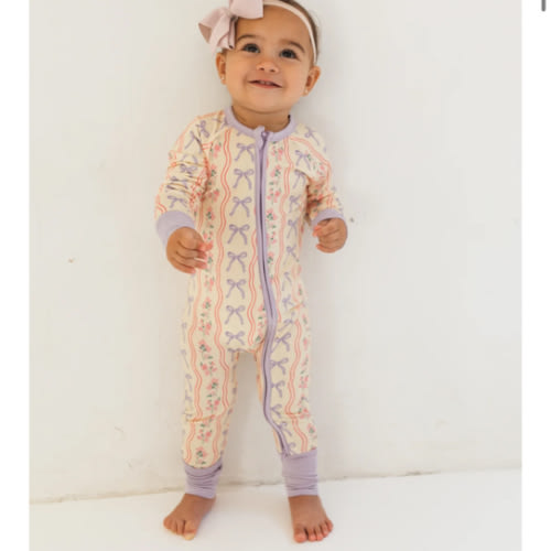 Yellow Amelia Bow Zipper Romper – In My Jammers