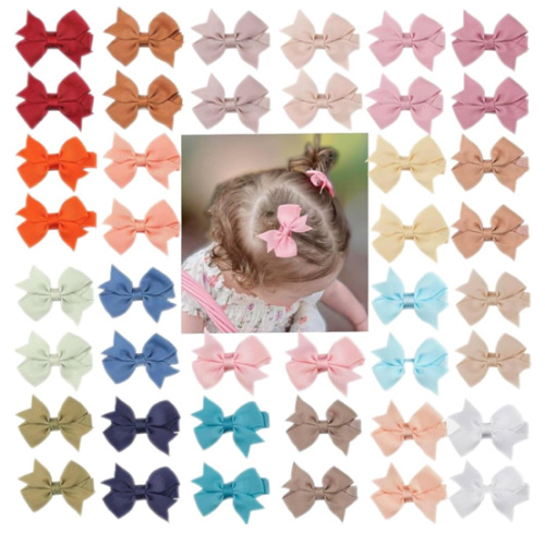 CÉLLOT Hair Clips for Girls - 42PCS Fully Lined Hair Bows Alligator Clips for Toddlers, Infants, Kids, 21 Color Pairs