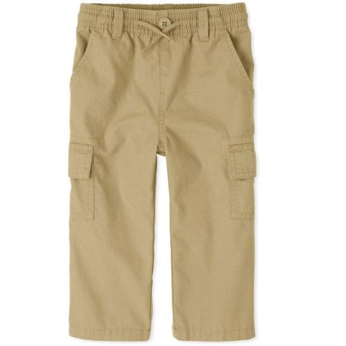 The Children's Place Baby Boys Uniform Canvas Woven Pull On Cargo Pants Tan 6-9 M