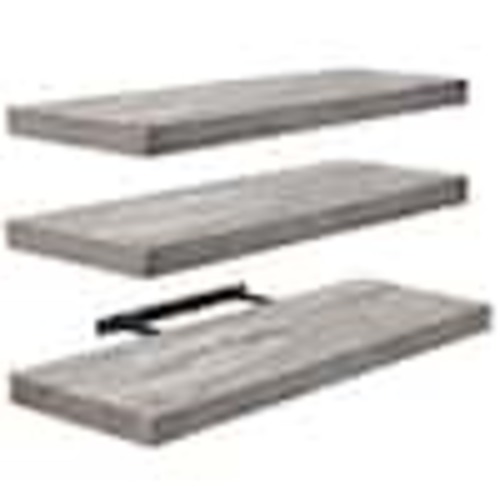 Sorbus Floating Shelves, 24 in. W x 9 in. D Gray Decorative Wall Shelves with Invisible Brackets (3-Pack) WD-FLT3-GRW