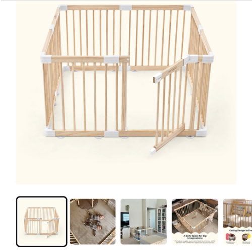 HARPPA Wooden Baby Gate Playpen | Non-Toxic Foldable DIY Adjustable Play Yard for Infants & Toddlers – Natural Finish Baby Fence for Small & Large Spaces