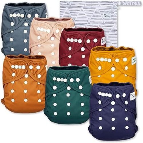 Cloth Diaper Cover, Washable Reusable Cover with Snap Closure, Cloth Diaper Shell for Prefold, Wet Bag Included, Pacific Neutrals by Nora's Nursery