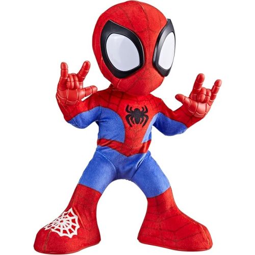 Spidey and his Amazing Friends Marvel Dance 'N Crawl Spidey, Interactive Plush Toy with 20 Phrases & Sounds, 2 Songs, Super Hero Toys for Kids 3 & Up