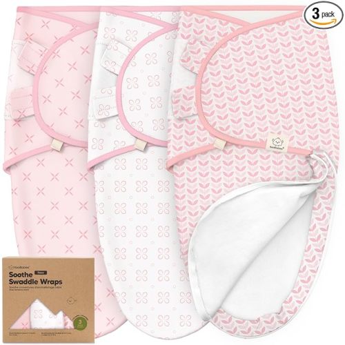Baby Swaddle Sleep Sacks with Zipper - 3-Pack Swaddles for Newborns 0-3 Months, Infant, Baby Girls, Boys, Soft & Durable Newborn Sleep Sack, Easy Diaper Change Swaddling Blanket (Blossom, OS)