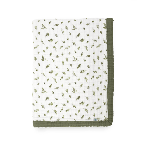 Organic Cotton Muslin Baby Quilt - Olive Branch