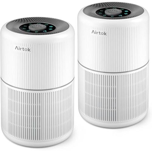 2 Pack Air Purifier for Home Bedroom with H13 True HEPA Filter for Smoke, Smokers, Dust, Odors, Pollen, Pet Dander | Quiet 99.9% Removal to 0.1 Microns | White Available for California