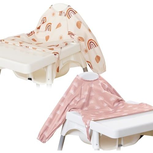 Long Sleeve Baby Bib - Mess-Proof Feeding Bibs for Babies - Adjustable, Waterproof, and Highchair/Table Attachment