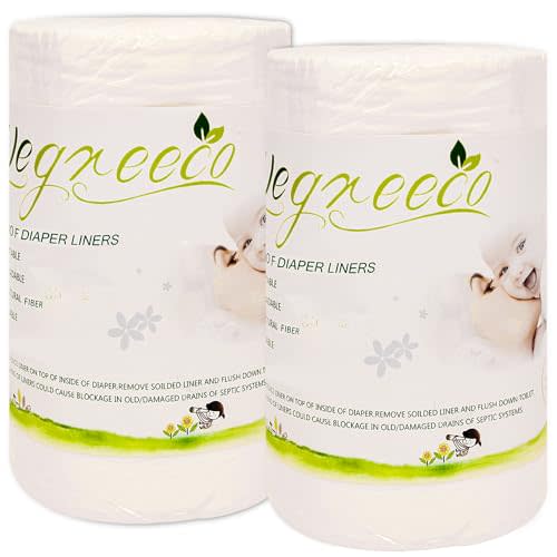 wegreeco Unscented Diaper Liners - Fragance Free and Chlorine Free Cloth Diaper Liners - 100 Sheets Per Roll (2 Roll)