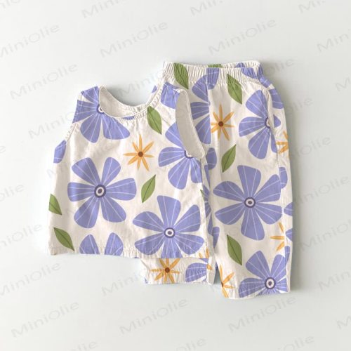 Baby Toddler Blue Flower Sleeveless 2-piece Set