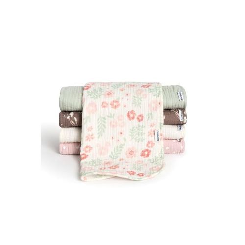 Gerber Baby Girls' Muslin Burp Cloths, 5-Pack, Floral