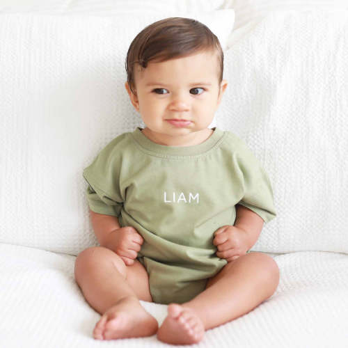 Personalized Short Sleeve Bubble Romper | Earthy Neutrals