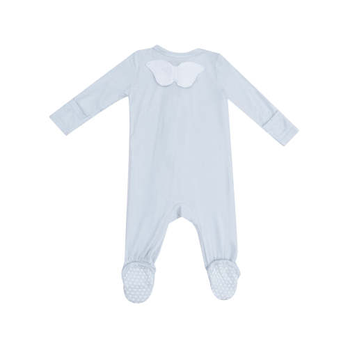 2-Way Zip Angel Wing Footie, Solid Classic Blue