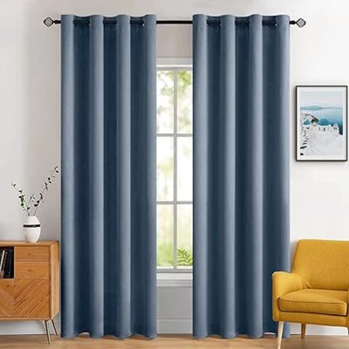 If we have a boy - MIULEE Stone Blue Blackout Bedroom Curtains Drapes 84 Inch Long 52"x84"