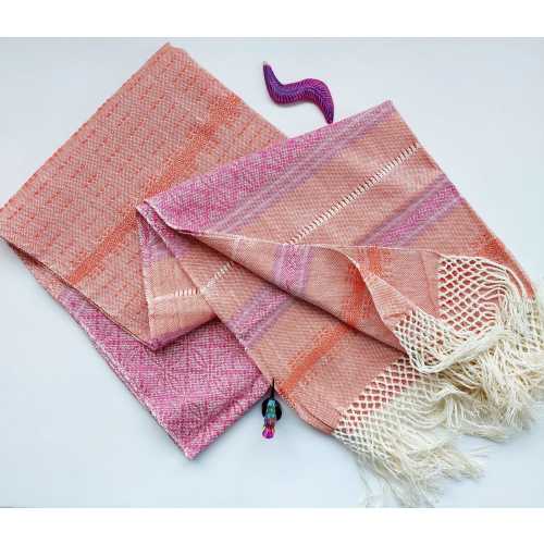 Mexican rebozo for birth support, belly binding, babywearing, ideal for doulas and midwives, 98.5" Orange/Pink