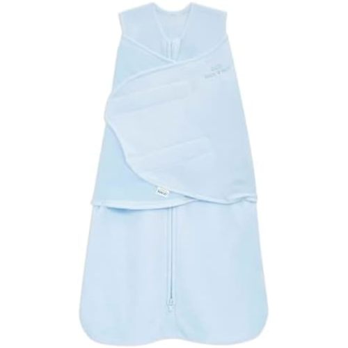 HALO Micro-Fleece Sleepsack Swaddle, 3-Way Adjustable Swaddle Blanket for Newborn and Infants, TOG 3.0 for Cold Climates, Hip Healthy, Baby Blue, Small, 3-6 Months