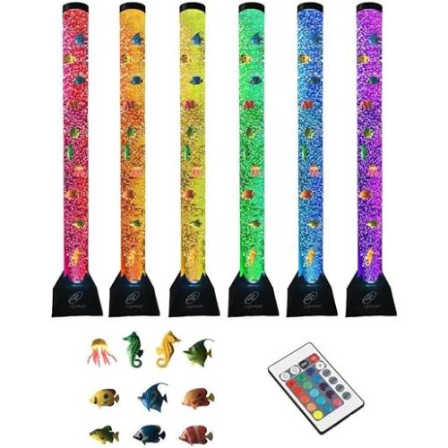 Lightahead Extra Large 4FT LED Bubble Fake Fish Tube – Sensory Aquarium Lamp with 10 Floating Fish & 20 Color Effects – Calming Light for Autism, ADHD, Stress & Anxiety Relief