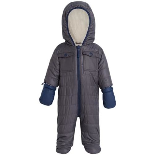 URBAN REPUBLIC Baby Boys Snowsuit - Pram Quilted Fleece Lined Long Sleeve Baby Boy Onesies Hooded Winter Snowsuit (3M-9M)