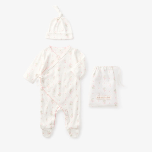 Folklore Floral Organic Cotton Pointelle Layette 2PC Set – Elegant Baby