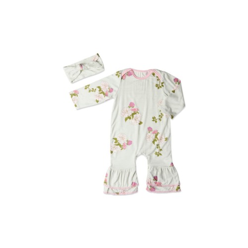 Ruffle Romper & Head Wrap Set, 6-9M