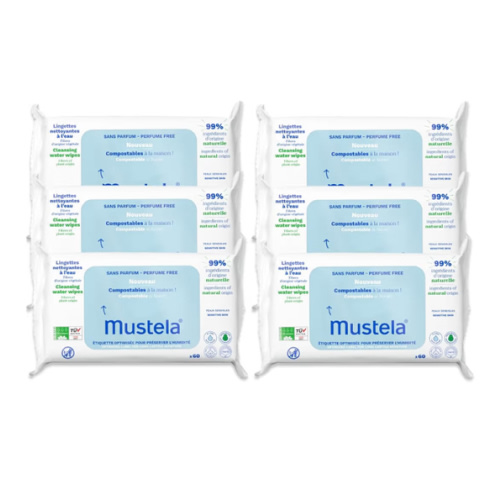 Mustela Baby Home Compostable Cleansing Wipes - For Face, Body & Diaper Area - 99% ingredients of natural origin & plant-based fibers - For all skin types - Fragrance Free Version & Various Sizes