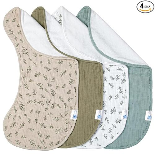 lulumoon Muslin Burp Cloths for Babies: 100% Soft Cotton Large Burping Cloths - Neutral Baby Burp Rags for Boy and Girl - Absorbent Burp Cloth for Spit-Ups 4 Pack