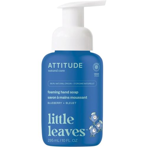 ATTITUDE Foaming Hand Soap for Kids, EWG Verified, Dermatologically Tested, Plant- and Mineral-Based Ingredients, Vegan, Blueberry, 10 Fl Oz