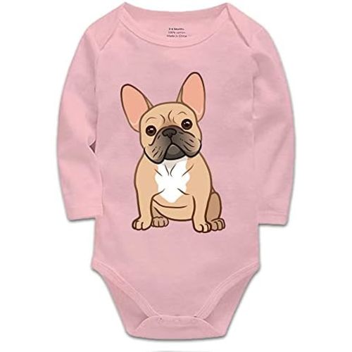French Bull-Dog Baby Bodysuit White Long Sleeve 0-24 Months