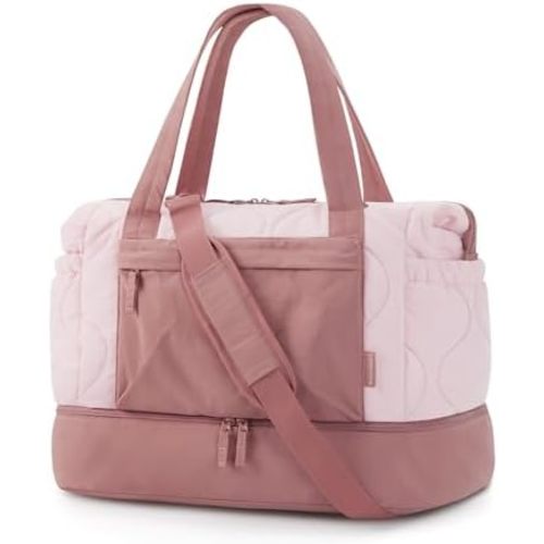 BAGSMART Puffer Duffle Bag for Travel, 33L Weekender Bags for Women, Carry on Bag with Shoe Compartment, Lightweight Travel bag, TSA-Free Overnight Hospital Bag