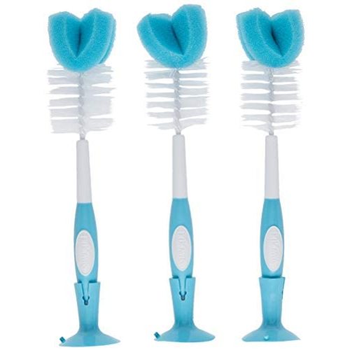 Dr. Brown's Baby Bottle Cleaning Brush with Sponge and Scrubber - Blue - 3pk