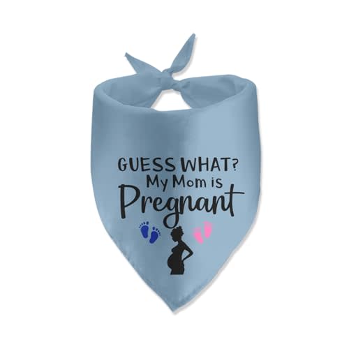 Lmaurrizt Guess What? My Mom is Pregnant Dog Bandana Pregnancy Announcement Pet Scarf Pet Accessories for Pet Dog Lover Pregnancy Reveal Ideas, Medium, White