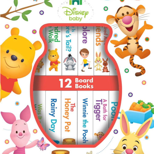 Disney Baby: Winnie the Pooh - My First Library - 12 Board Book Set - First Words, Counting, and More! - PI Kids