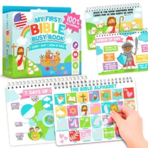 Hadley Designs Bible Busy Book for Toddlers and Preschool, Montessori Christian Quiet Book with 152 Velcro Pieces and 15 Faith Activities for Church - TikTok Shop