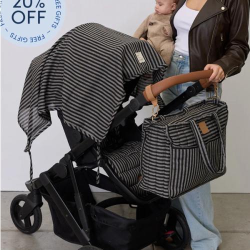 Noir Stripe Linen Baby Blanket