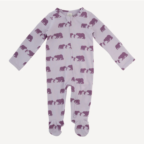long sleeve two way zipper footie | three bears | organic cotton jersey