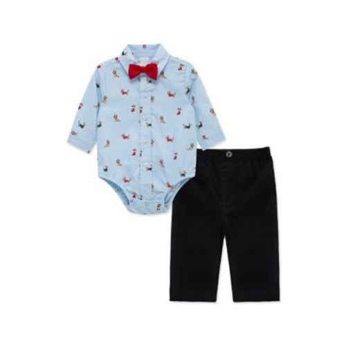 Baby Boys Party Pups Pant Set with Bow Tie