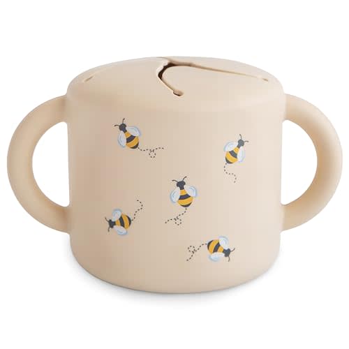 mushie Silicone Snack Cup | Spill Proof Food Container for Toddler and Baby (Bees)