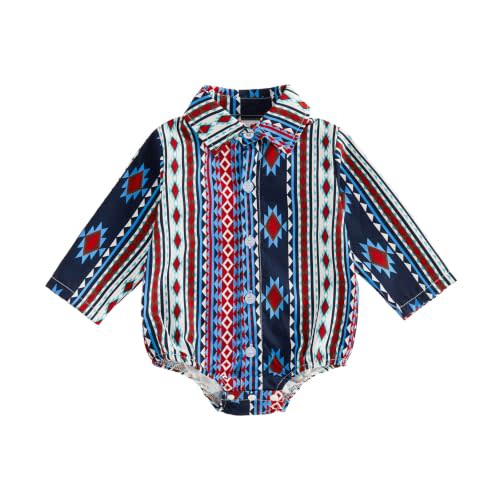 BULINGNA Infant Baby Boy Cowboy Shirt Romper One-Piece Jumpsuit Western Clothes