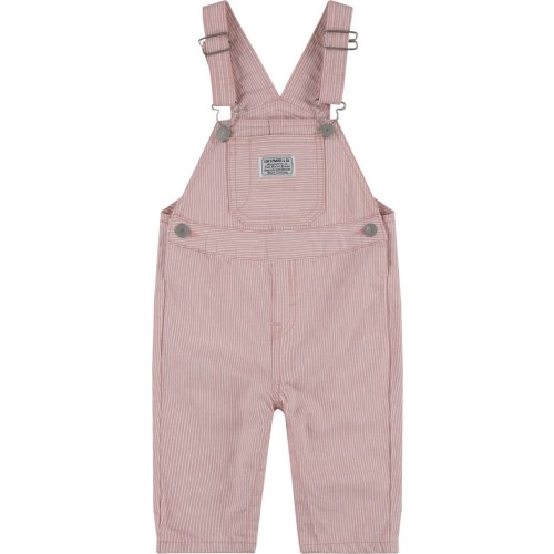 Baby Railroad Stripe Cotton Overalls, 6M, Red/ White Stripe