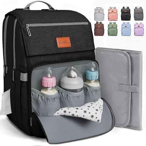 Pillani Baby Diaper Bag Backpack - Baby Bag for Girls & Boys, Large Waterproof Diaper Backpack - Baby Shower Gifts for Boys & Registry Must Haves - Travel Diaper Bags with Changing Pad - Newborn Stuff