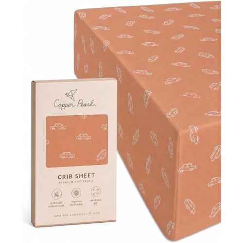 Premium Knit Baby Crib Sheets for Boys and Girls by Copper Pearl: Breathable and Soft, Fitted Crib Sheets for Standard Baby Mattresses, Crib Sheet for Registry or Shower Gift, Cooper