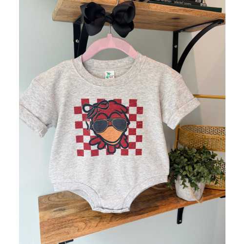 Girl Check Mascot Gamecock on Grey, Sublimation Baby Shirt, Laughing Giraffe Tee, Custom Kids T shirt