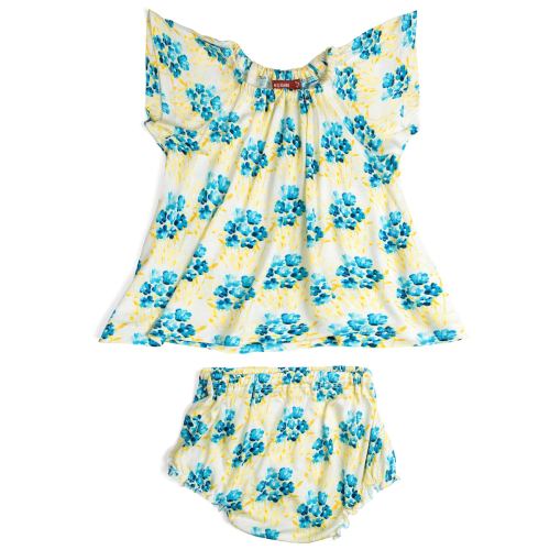 Sky Floral Bamboo Dress & Bloomer Set