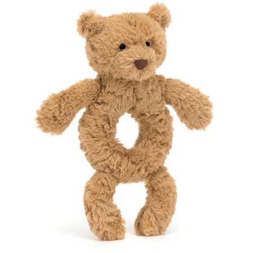 Jellycat Bartholomew Bear Ring Rattle, 7"