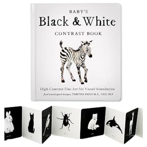 Baby's Black and White Contrast Book: High-Contrast Art for Visual Stimulation at Tummy Time (Tabitha Paige Children's Book Series)