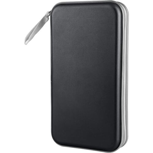 CD Case, DVD Case Holder 96 Capacity Hard Plastic CD DVD Disc Cases Storage Binder Wallet for Car Home Office Travel (Black)