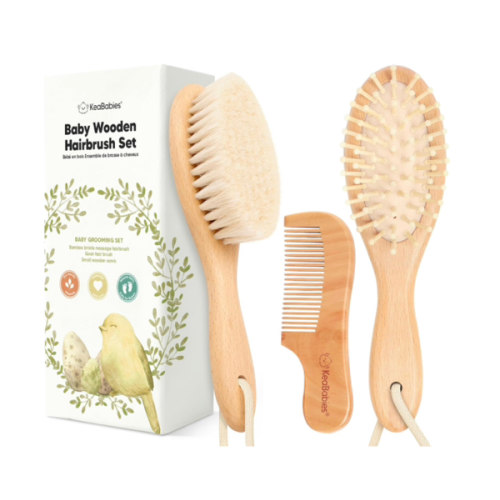 Wooden Baby Hair Brush Set | Color: Walnut