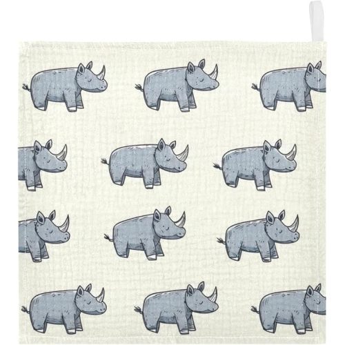 vvfelixl Cartoon Rhino Stick Figure Baby Burp Cloths Baby Muslin Washcloths for Boys Girls Cotton Babys Face Towel for Newborn Infants Soft and Absorbent 11.8 X 11.8 in, 5 Pack