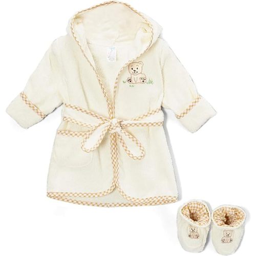 Spasilk 100% Cotton Hooded Terry Bathrobe with Booties Baby One Size Gifts — Shower