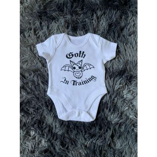 Goth in training, Baby goth, Gothic child, Baby shower gift, cute baby body suit, Baby Halloween, spooky baby, Goth/EMO parent, + Tiny baby